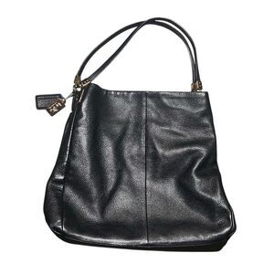 Coach Black Madison Phoebe Leather Hobo Shoulder Bag Handbag Magnetic 24621